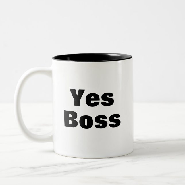 Funny Yes Boss Work Nah Two-Tone Coffee Mug (Left)
