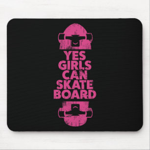 Funny Yes Girls Can Skateboard Gift For Skateboard Mouse Mat