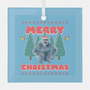 Funny Yeti - Merry Christmas Glass Tree Decoration
