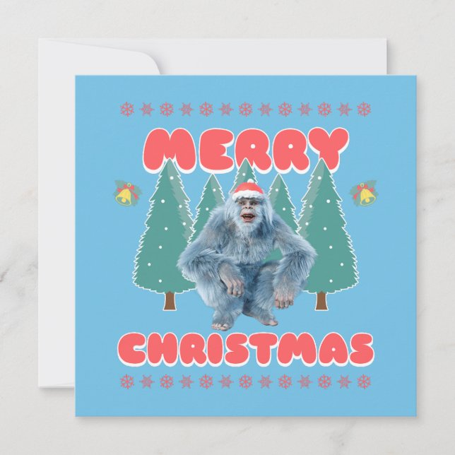 Funny Yeti - Merry Christmas Holiday Card (Front)
