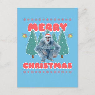 Funny Yeti - Merry Christmas Holiday Postcard