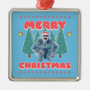 Funny Yeti - Merry Christmas Metal Tree Decoration
