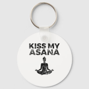 Funny Yoga Asana Themed Gift Kiss My Asana Key Ring