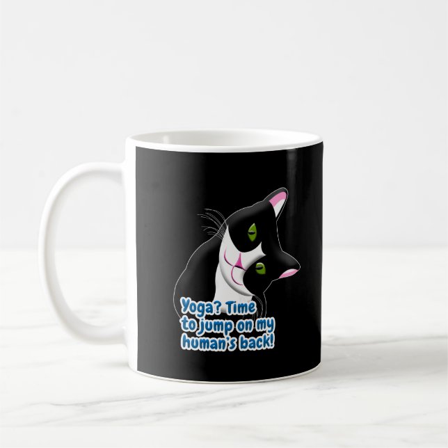 Funny Yoga Cat Coffee Mug (Left)