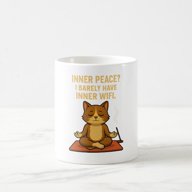 Funny Yoga Cat Mug for WiFi Lovers (Center)