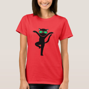 Funny Yoga Cat Pose Humour Cute Cat Yoga Instructo T-Shirt