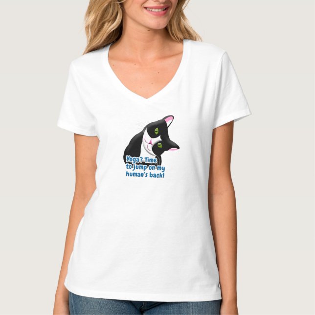 Funny Yoga Cat T-Shirt (Front)