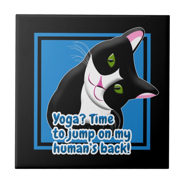 Funny Yoga Cat Tile (Front)