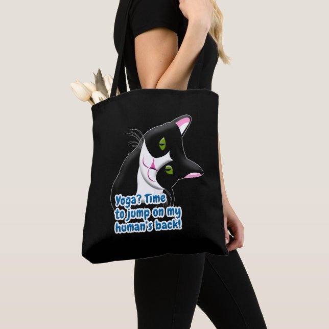 Funny Yoga Cat Tote Bag (Close Up)