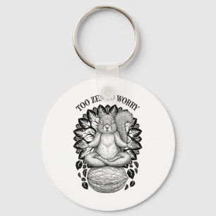 Funny Yoga Cute Squirrel Meditation Too Zen To Wor Key Ring