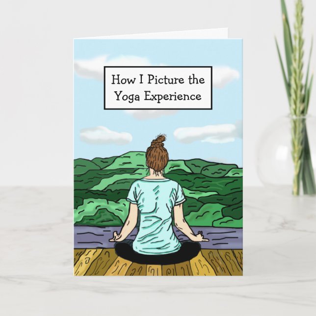 Funny Yoga Friendship Thinking About You Card (Front)