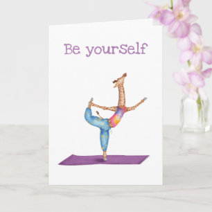 Funny yoga giraffe 'Be yourself' card