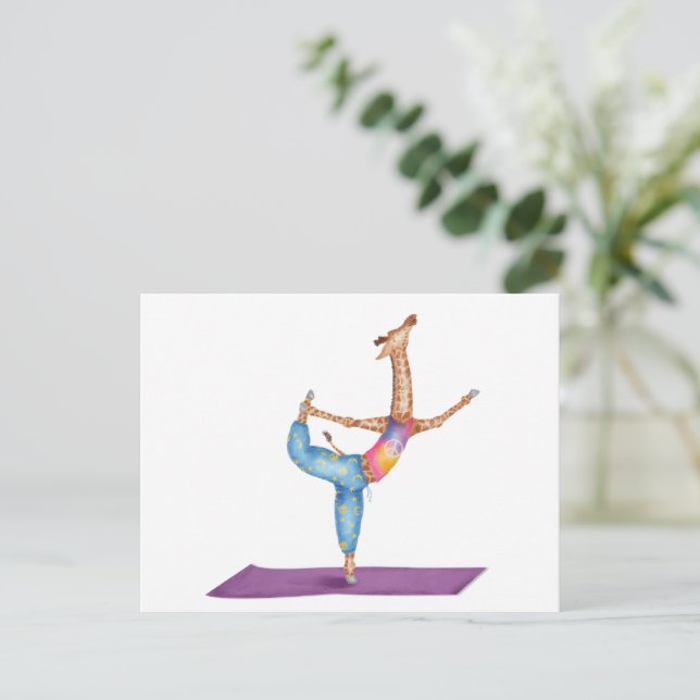 Funny yoga giraffe postcard (Standing Front)