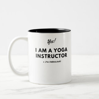 Funny Yoga Instructor Black and White Cute Two-Tone Coffee Mug
