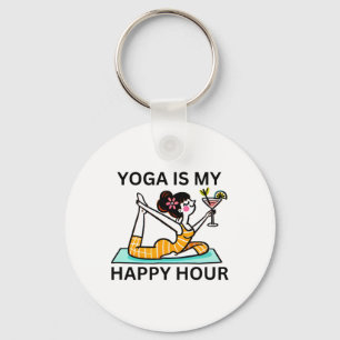 Funny Yoga Is My Happy Hour Martini Key Ring