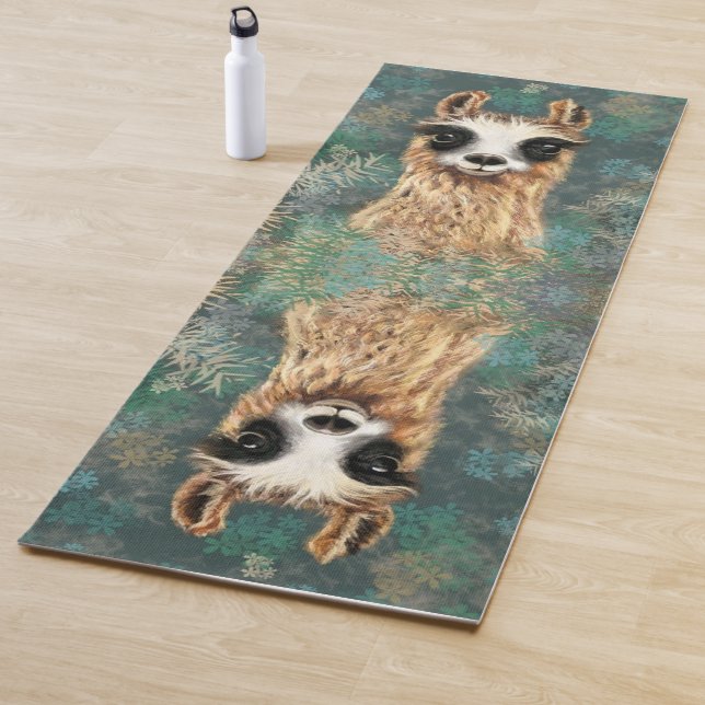 Funny Yoga Mat with Curious Llama (In Situ)