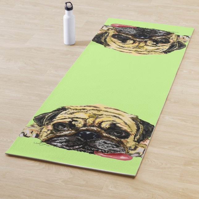 Funny Yoga Mat with Pug Dog - Custom Colors (In Situ)