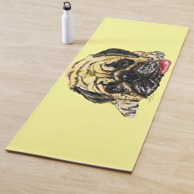 Funny Yoga Mat with Pug Dog - Custom Colours (In Situ)