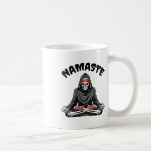 Funny Yoga Namaste Halloween Skeleton Reaper Lotus Coffee Mug