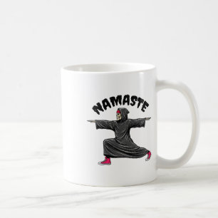Funny Yoga Namaste Halloween Skeleton Reaper Warri Coffee Mug