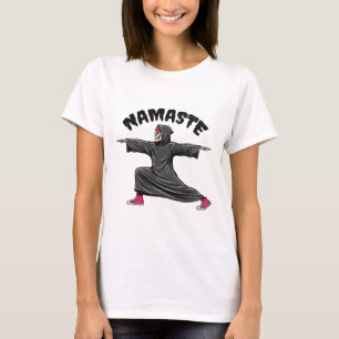 Funny Yoga Namaste Halloween Skeleton Reaper Warri T-Shirt