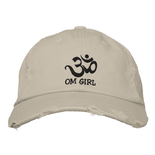 Funny Yoga Om Girl Embroidered Cap (Front)