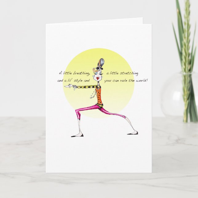Funny Yoga pose greeting card suitable for framing (Front)