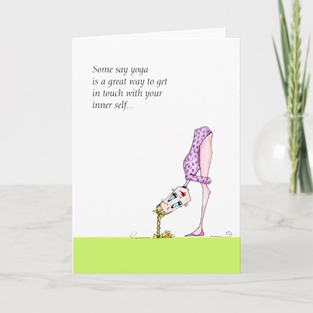 Funny yoga pose humour card (Front)