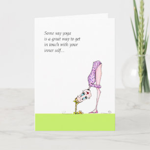 Funny yoga pose humour card