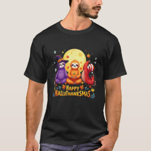 Funny Yoga Sloth Happy Hallothanksmas Sloth Lover T-Shirt