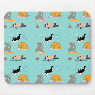 Funny Yoga with Cats Mouse Mat