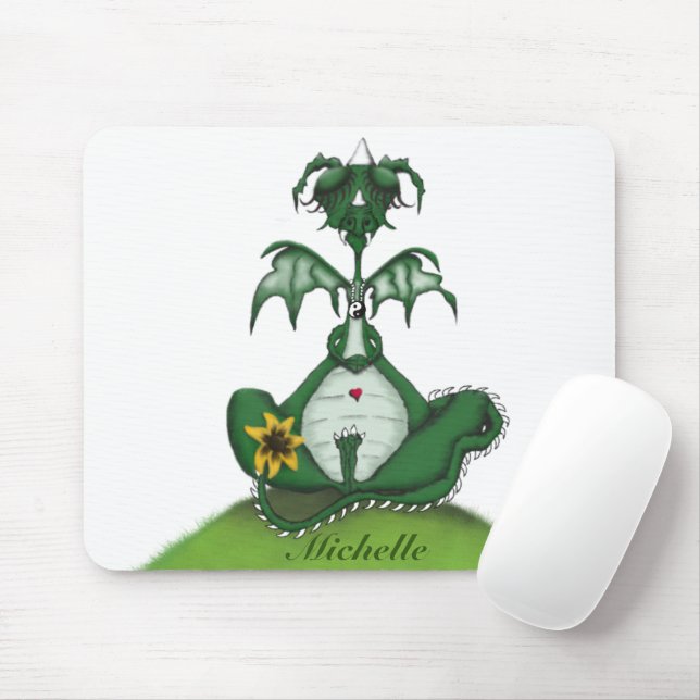 Funny Yogi Dragon Painting Mouse Mat (With Mouse)