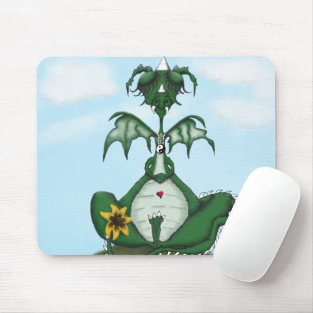 Funny Yogi Dragon Painting Mouse Mat (With Mouse)