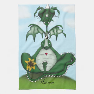 Funny Yogi Dragon Painting Tea Towel