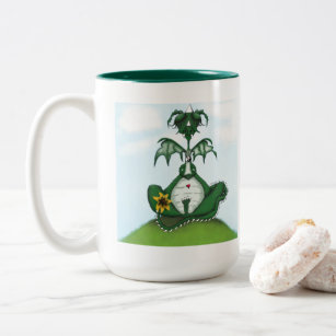 Funny Yogi Dragon Painting Two-Tone Coffee Mug