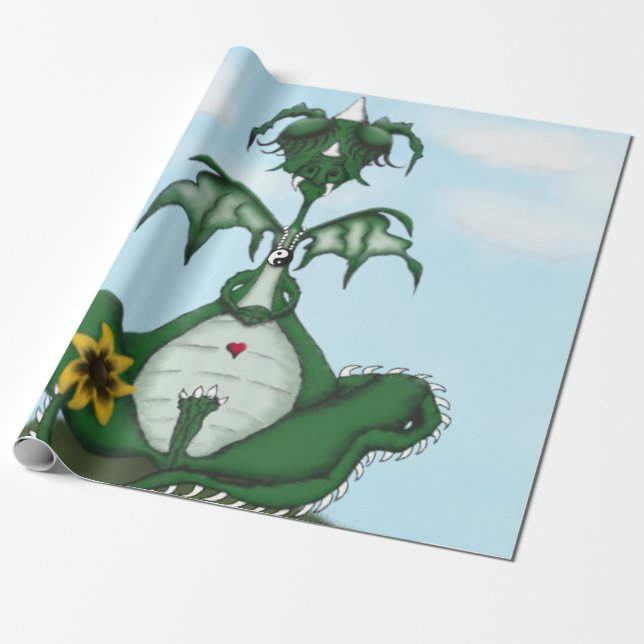 Funny Yogi Dragon Painting Wrapping Paper (Unrolled)