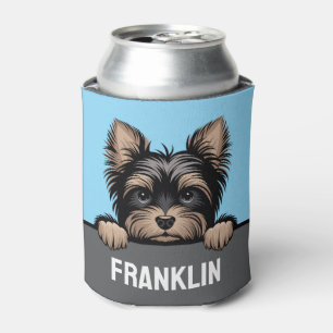 Funny Yorkie Cute Peeking Yorkshire Terrier Dog Can Cooler
