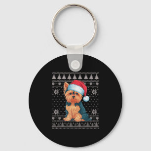 Funny Yorkie Dog Ugly Christmas Sweater Santa Xmas Key Ring