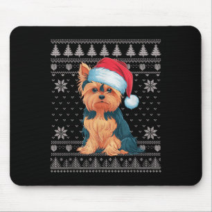 Funny Yorkie Dog Ugly Christmas Sweater Santa Xmas Mouse Mat