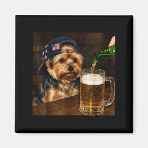 Funny Yorkie Drinking Beer Dog Meme 4th Of July Magnet