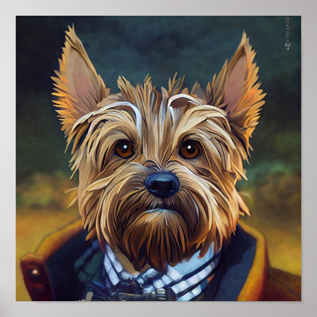 Funny Yorkshire Terrier Anthropomorphic Dog Art Poster (Front)