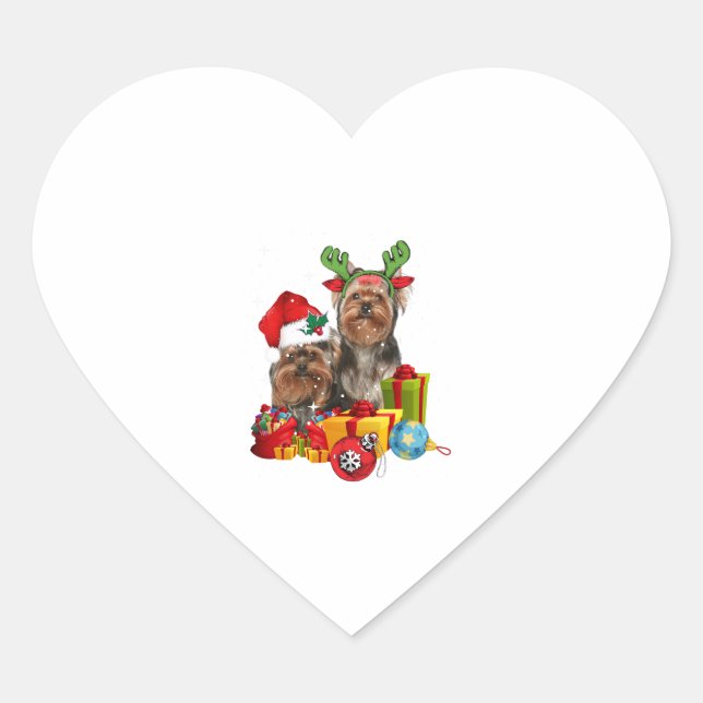 Funny Yorkshire Terrier christmas  Heart Sticker (Front)
