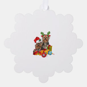 Funny Yorkshire Terrier christmas Tree Decoration Card
