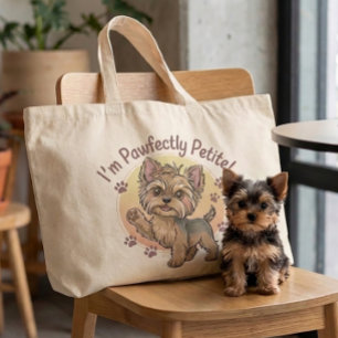 Funny Yorkshire Terrier Cute Yorkie Puppy Dog Love Large Tote Bag