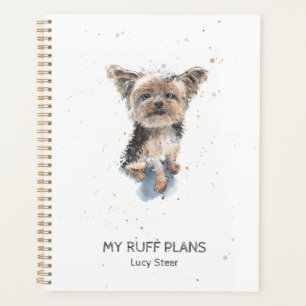 Funny Yorkshire Terrier watercolor personalised Planner