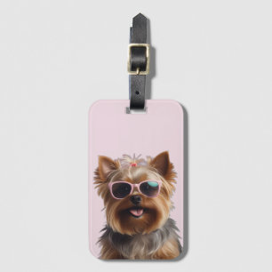 Funny Yorkshire Terrier With Sunglasses Luggage Tag