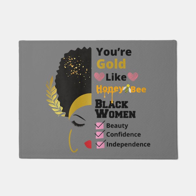 Funny You are gold like honey bee black women ,ama Doormat (Front)