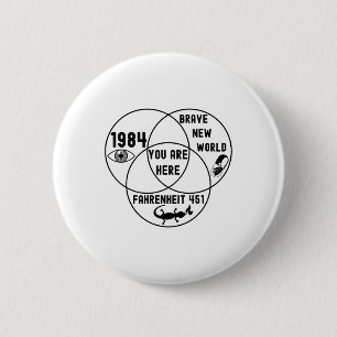 Funny You Are Here Dystopian Venn Diagram English 6 Cm Round Badge