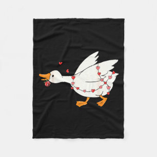 Funny You Make My Heart Go Honk Goose Heart Valent Fleece Blanket