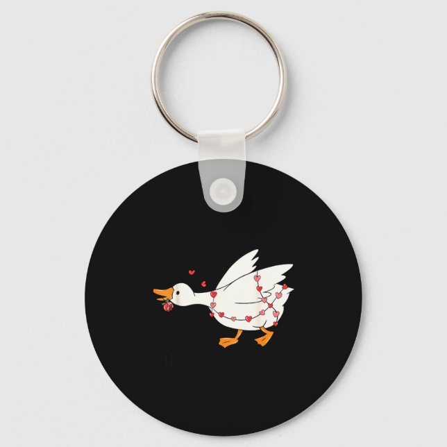 Funny You Make My Heart Go Honk Goose Heart Valent Key Ring (Front)